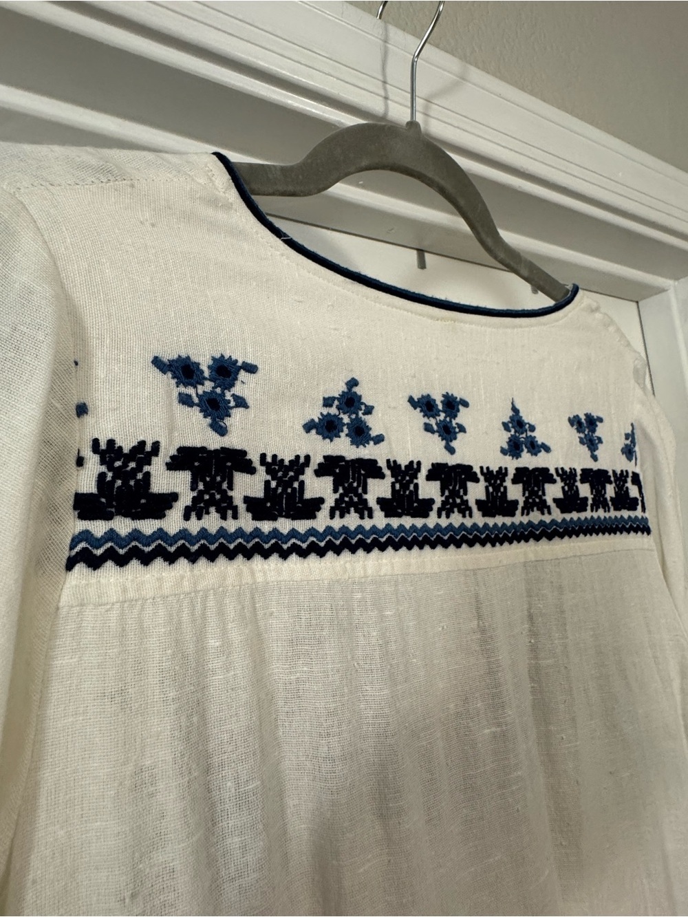 Free People White Knit Dress with Blue Embroidery - Picture 16 of 16